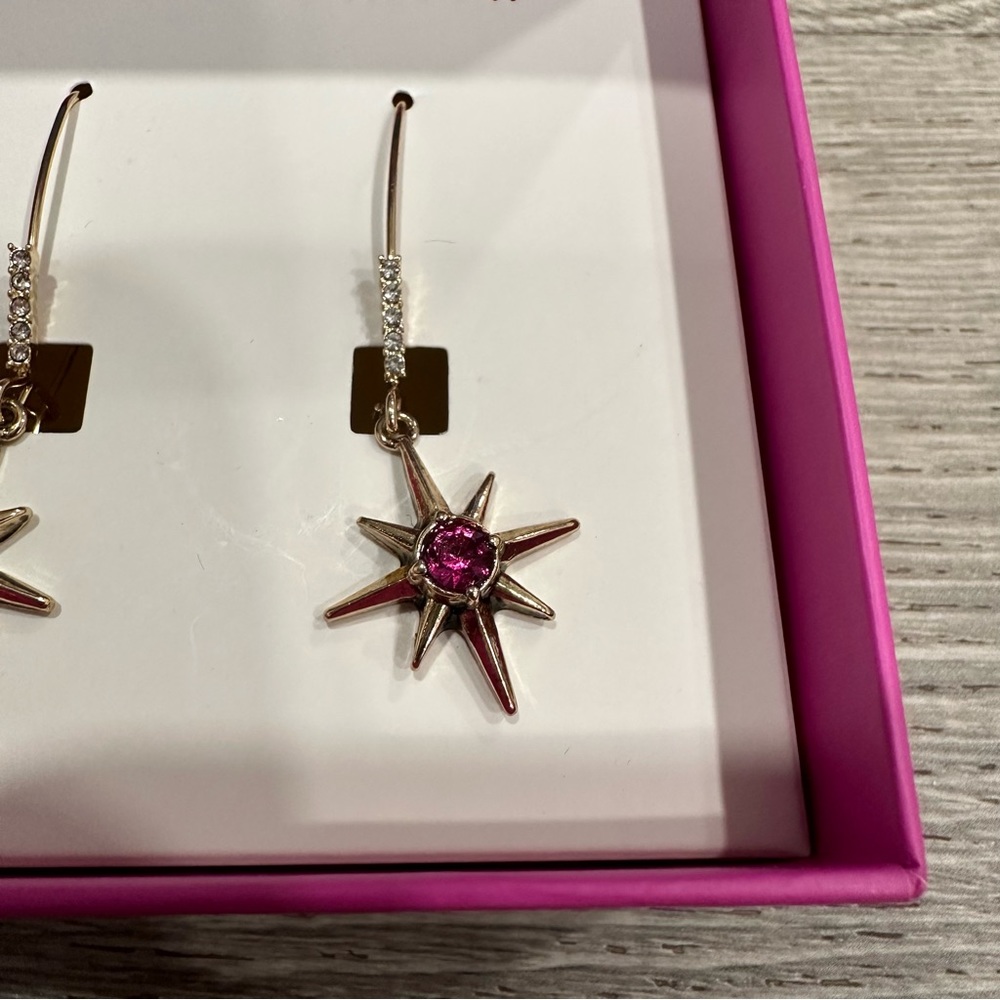NWT Betsey Johnson celestial Star Earrings Pink - Picture 3 of 3